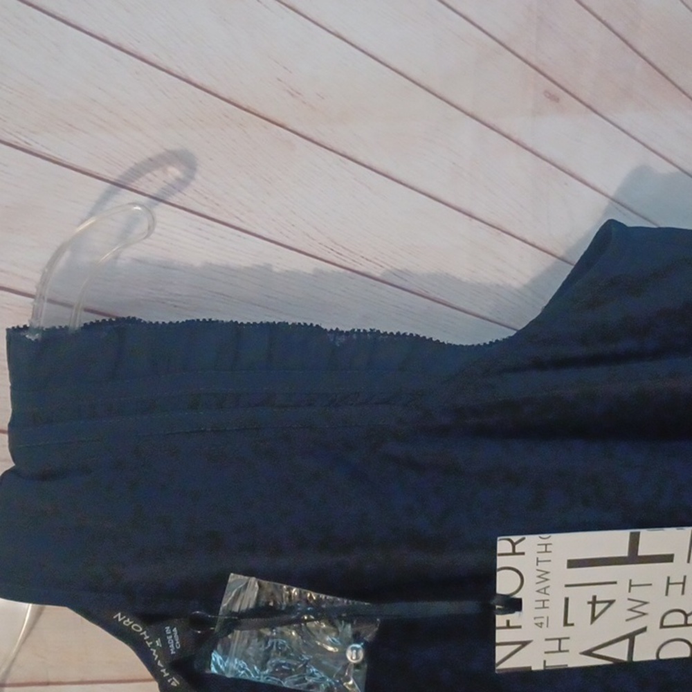 41 Hawthorne Navy Blue Blouse Ruffle Sheer Trim - Picture 3 of 4